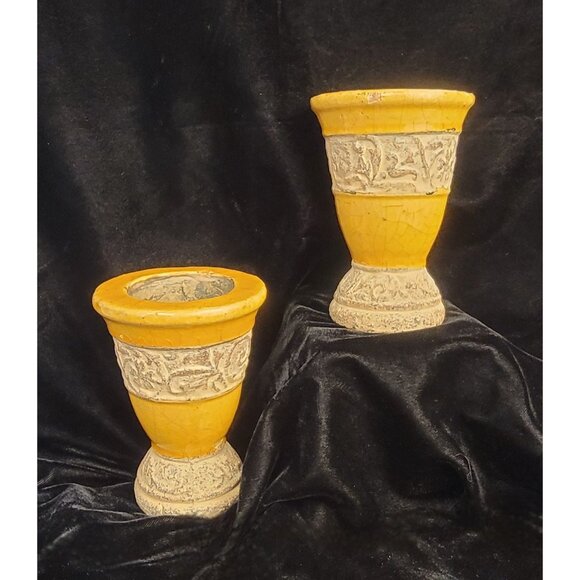 Vintage Chalice Candle Holders with a Greek Key Pattern - Picture 1 of 16